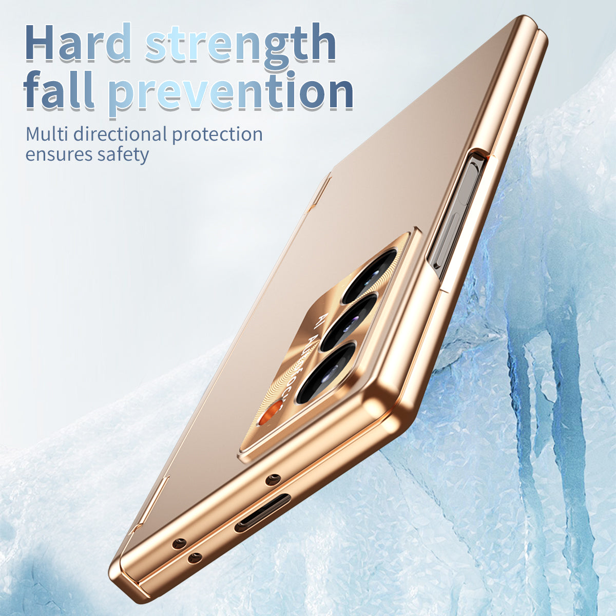 For Samsung Galaxy Z Fold6 5G Dual Hinge Phone Case Electroplating PC Phone Cover with Stylus Pen - Gold