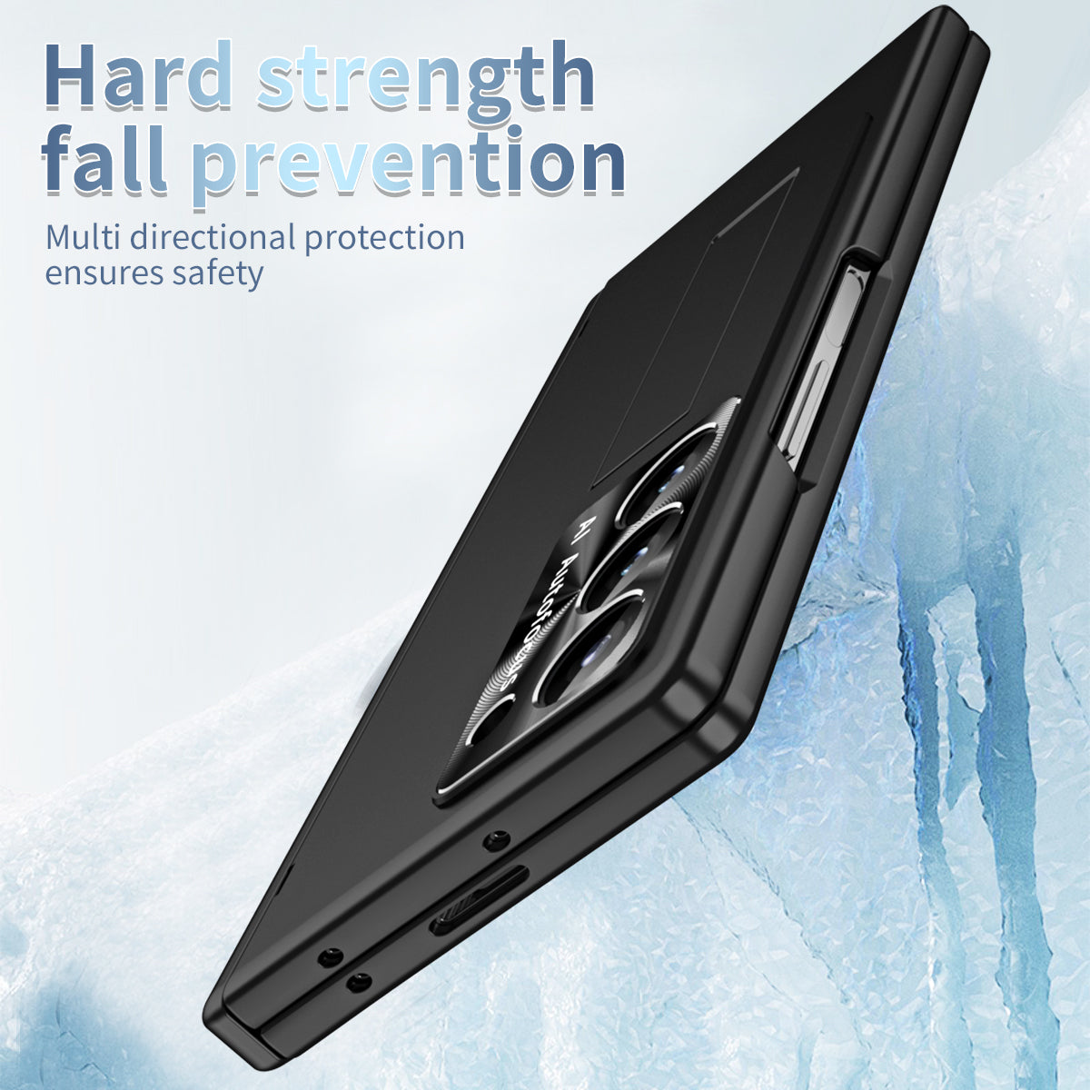 For Samsung Galaxy Z Fold6 5G Had PC Phone Case Kickstand Cover with Pen / Pen Slot - Black