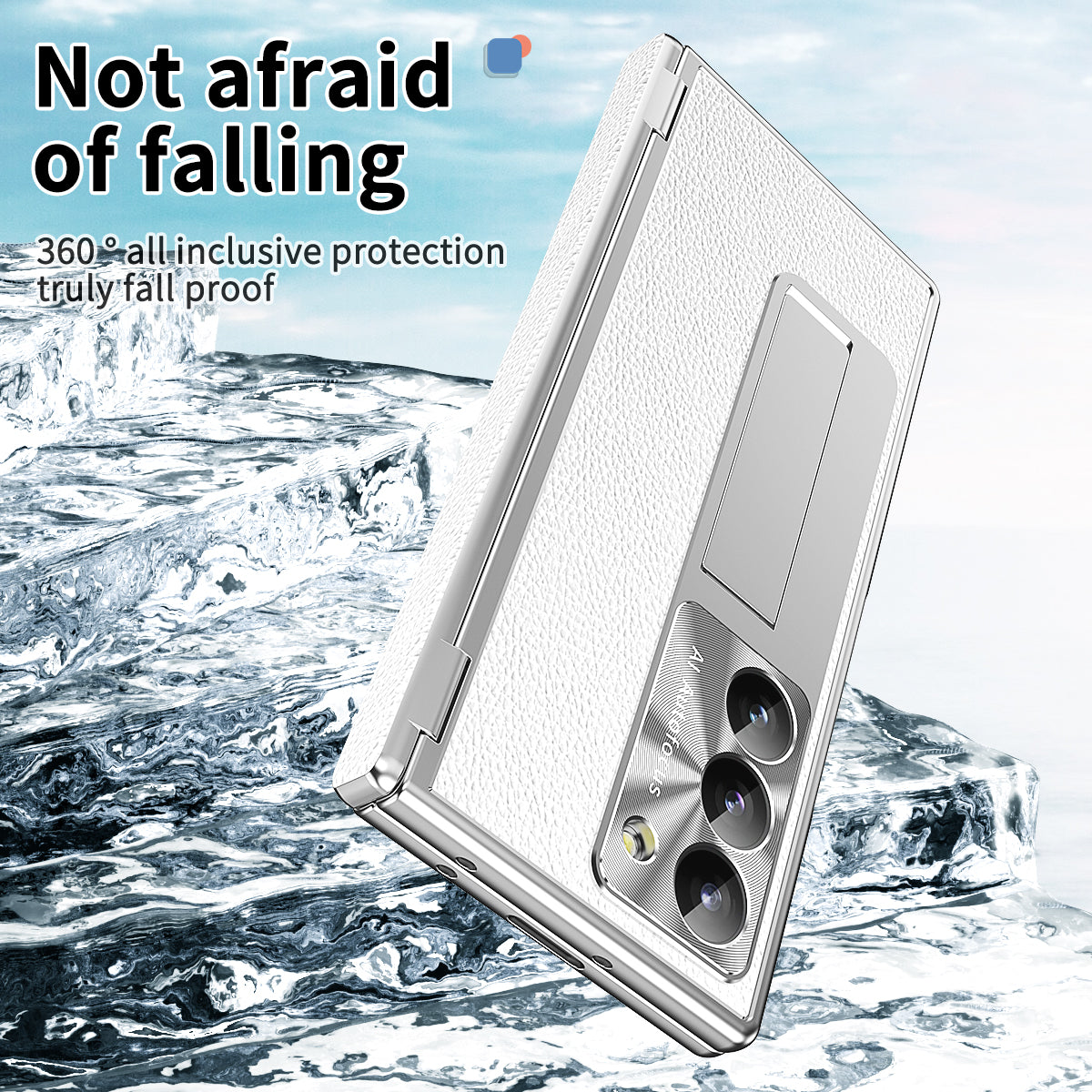 For Samsung Galaxy Z Fold6 5G PU Leather+Aluminum Alloy Kickstand Cover Folding Phone Case with Pen / Pen Slot - Silver