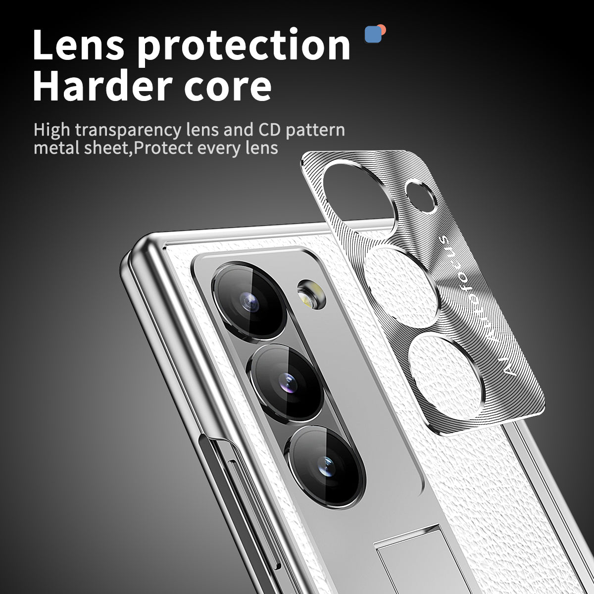 For Samsung Galaxy Z Fold6 5G PU Leather+Aluminum Alloy Kickstand Cover Folding Phone Case with Pen / Pen Slot - Silver