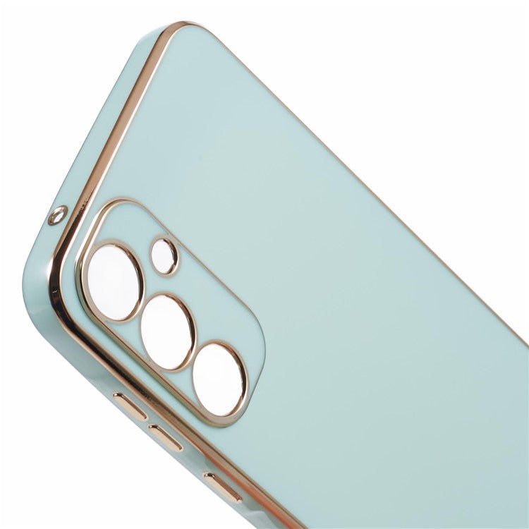 For Samsung Galaxy A55 5G Case 6D Electroplating TPU Phone Cover Camera Lens Protection - Cyan