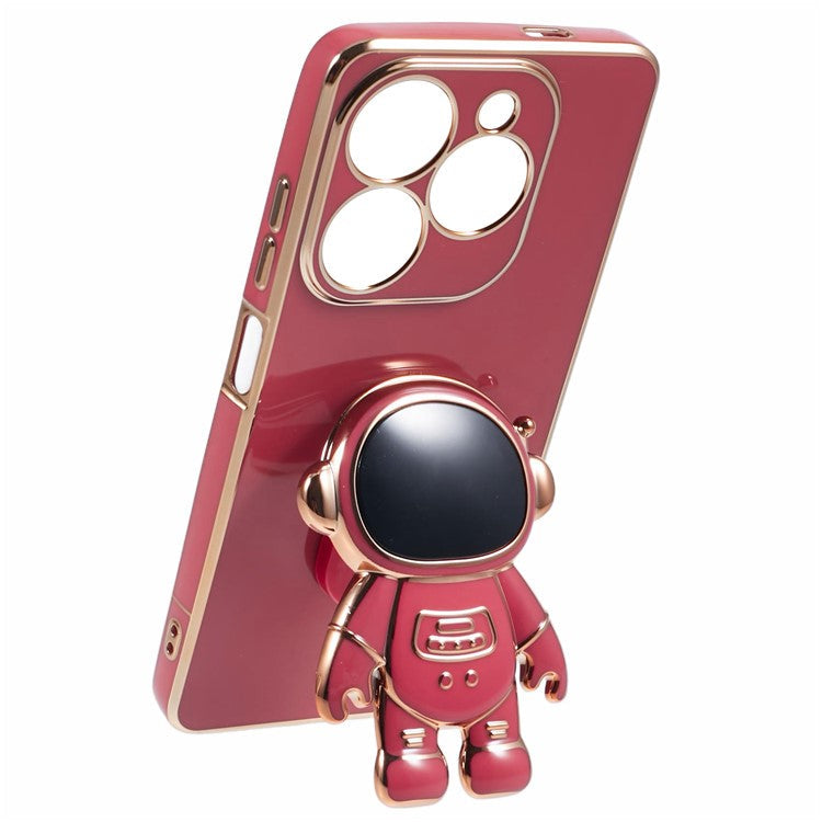 For Infinix Smart 8 4G / Hot 40i / TECNO Spark Go 2024 4G / Spark 20 Case TPU Phone Cover Cartoon Astronaut Kickstand - Red