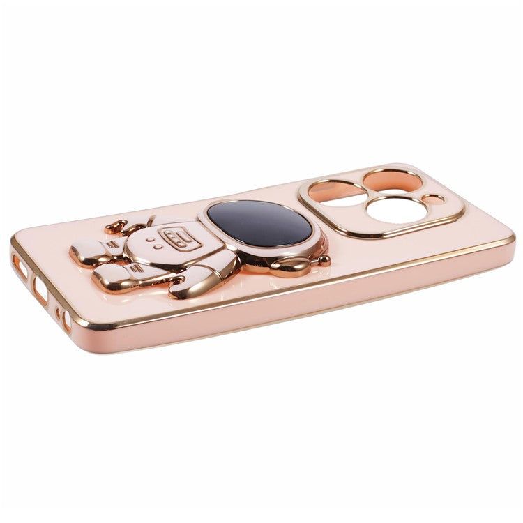 For Infinix Smart 8 4G / Hot 40i / TECNO Spark Go 2024 4G / Spark 20 Case TPU Phone Cover Cartoon Astronaut Kickstand - Pink