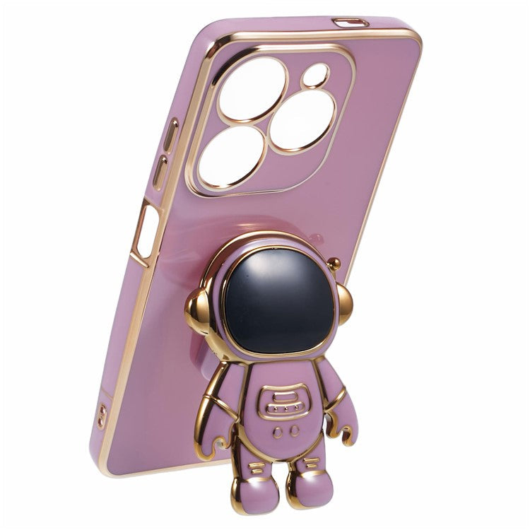 For Infinix Smart 8 4G / Hot 40i / TECNO Spark Go 2024 4G / Spark 20 Case TPU Phone Cover Cartoon Astronaut Kickstand - Purple