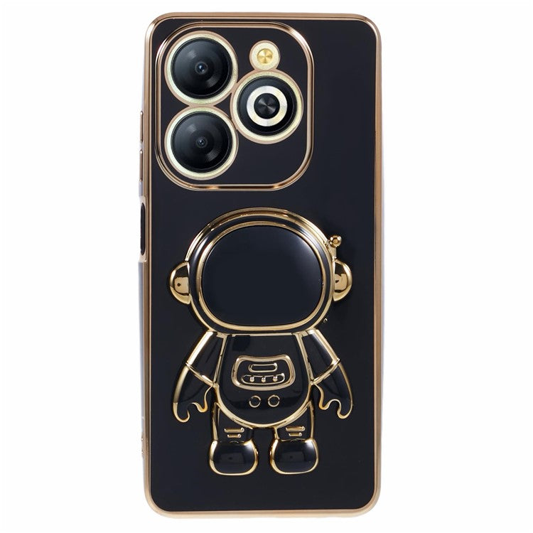 For Infinix Smart 8 4G / Hot 40i / TECNO Spark Go 2024 4G / Spark 20 Case TPU Phone Cover Cartoon Astronaut Kickstand - Black