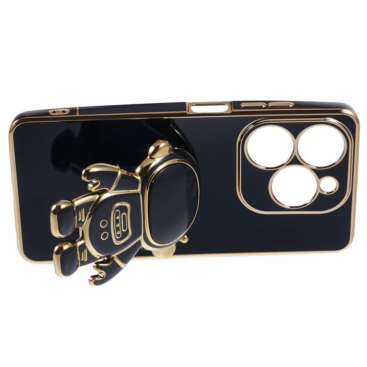 For Infinix Smart 8 4G / Hot 40i / TECNO Spark Go 2024 4G / Spark 20 Case TPU Phone Cover Cartoon Astronaut Kickstand - Black