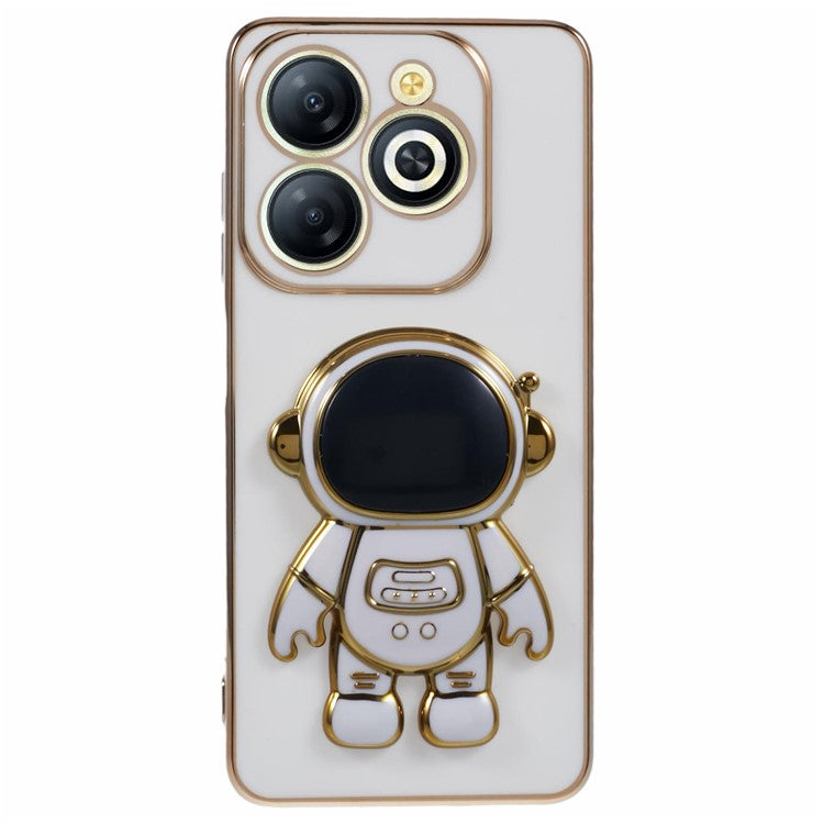 For Infinix Smart 8 4G / Hot 40i / TECNO Spark Go 2024 4G / Spark 20 Case TPU Phone Cover Cartoon Astronaut Kickstand - White