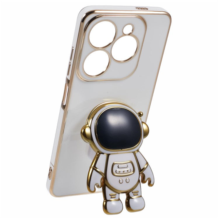 For Infinix Smart 8 4G / Hot 40i / TECNO Spark Go 2024 4G / Spark 20 Case TPU Phone Cover Cartoon Astronaut Kickstand - White