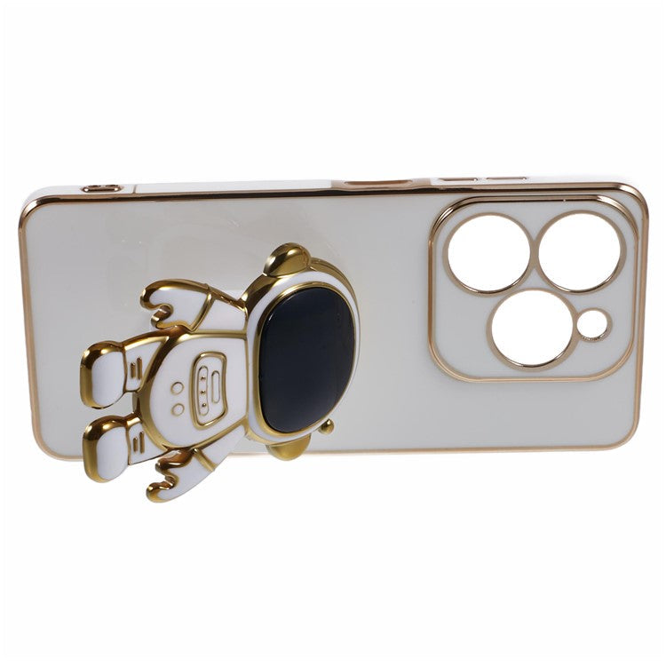 For Infinix Smart 8 4G / Hot 40i / TECNO Spark Go 2024 4G / Spark 20 Case TPU Phone Cover Cartoon Astronaut Kickstand - White