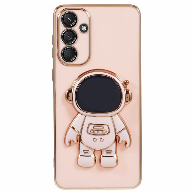 For Samsung Galaxy M55 5G / C55 5G / F55 5G Case with Astronaut Kicstand Electroplating TPU Phone Cover - Pink