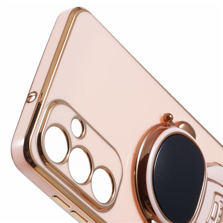 For Samsung Galaxy M55 5G / C55 5G / F55 5G Case with Astronaut Kicstand Electroplating TPU Phone Cover - Pink
