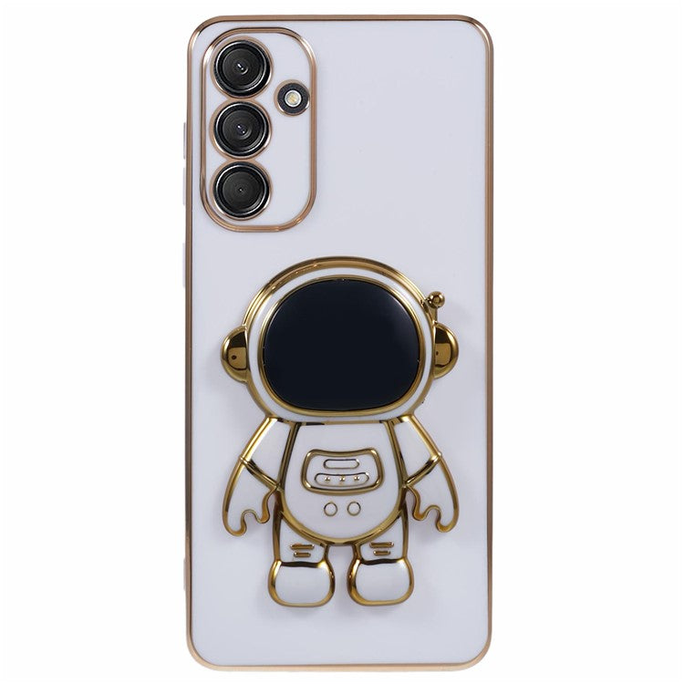 For Samsung Galaxy M55 5G / C55 5G / F55 5G Case with Astronaut Kicstand Electroplating TPU Phone Cover - White