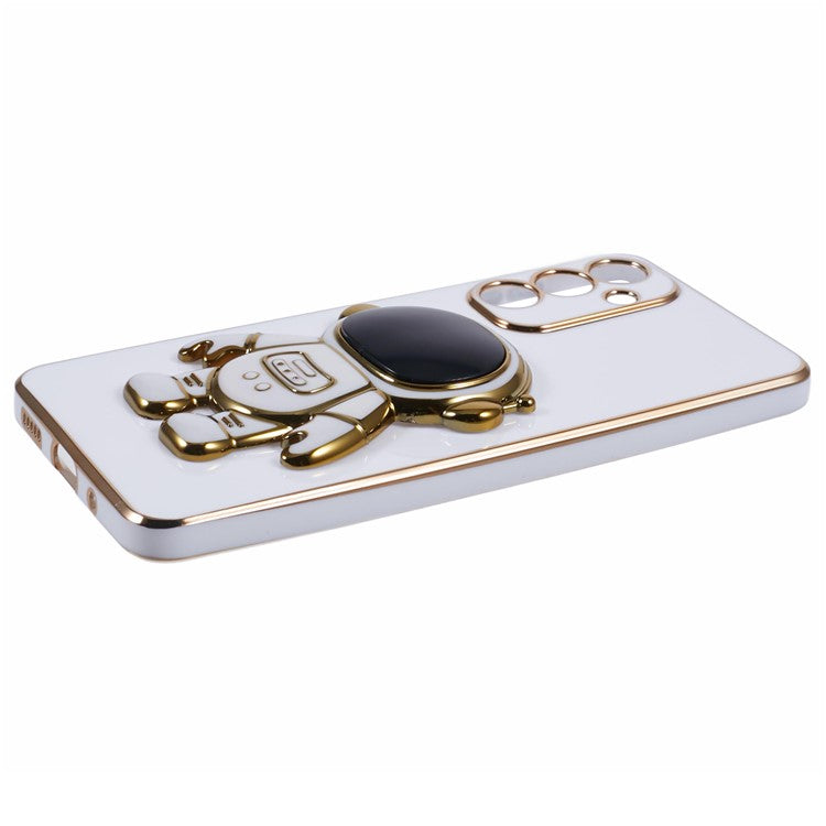 For Samsung Galaxy M55 5G / C55 5G / F55 5G Case with Astronaut Kicstand Electroplating TPU Phone Cover - White