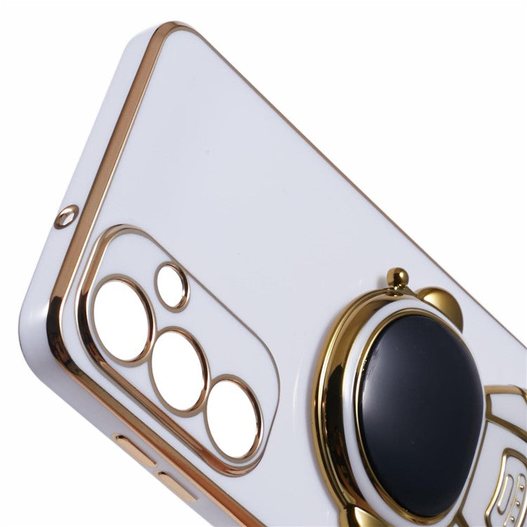 For Samsung Galaxy M55 5G / C55 5G / F55 5G Case with Astronaut Kicstand Electroplating TPU Phone Cover - White
