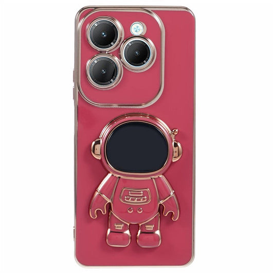For Infinix Hot 40  /  Hot 40 Pro  /  TECNO Spark 20 Pro Case Soft TPU Phone Cover Astronaut Kickstand Holder - Red