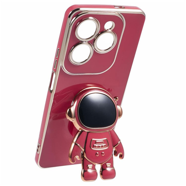 For Infinix Hot 40  /  Hot 40 Pro  /  TECNO Spark 20 Pro Case Soft TPU Phone Cover Astronaut Kickstand Holder - Red