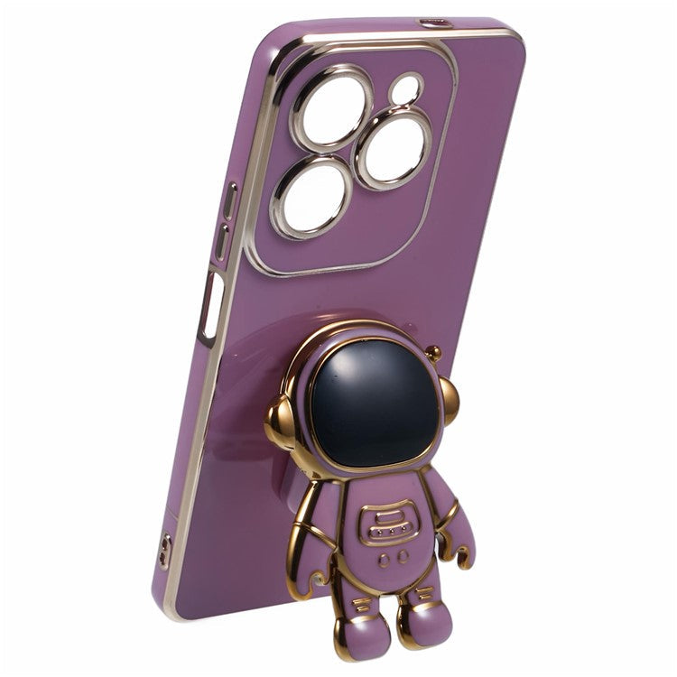 For Infinix Hot 40  /  Hot 40 Pro  /  TECNO Spark 20 Pro Case Soft TPU Phone Cover Astronaut Kickstand Holder - Purple