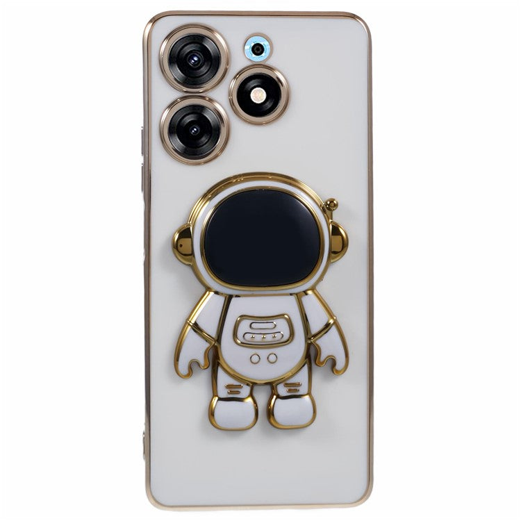 For TECNO Spark 10 Pro Case Astronaut Kickstand TPU Phone Cover Camera Protection - White