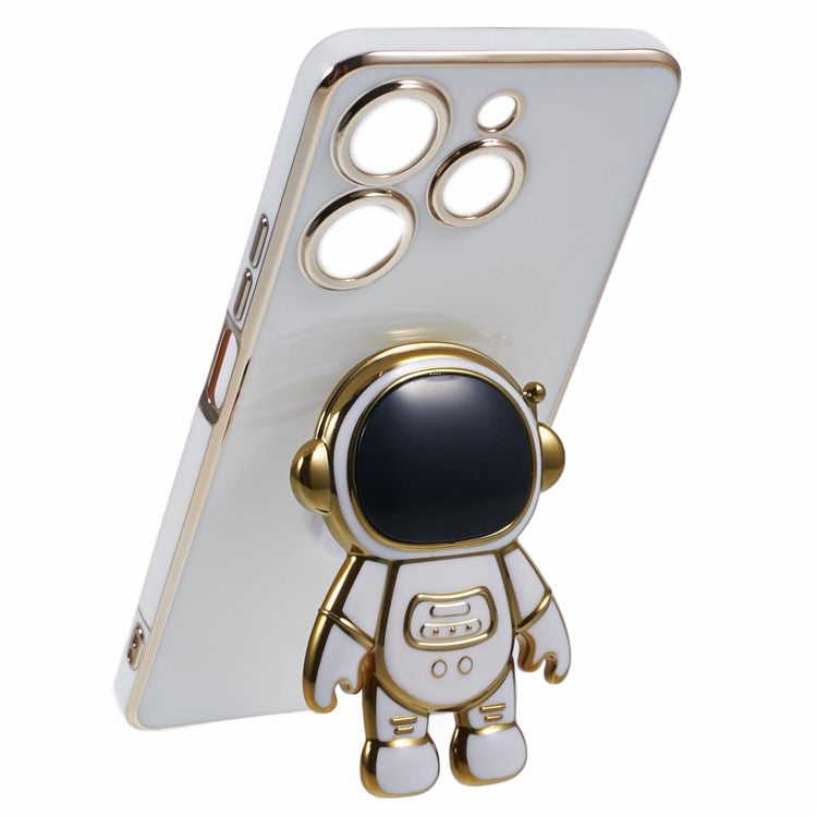 For TECNO Spark 10 Pro Case Astronaut Kickstand TPU Phone Cover Camera Protection - White