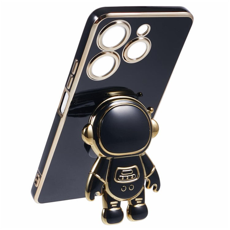 For TECNO Spark 10 Pro Case Astronaut Kickstand TPU Phone Cover Camera Protection - Black
