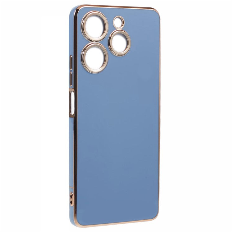 For TECNO Spark 10 Pro Case Electroplate Edge TPU Anti-Drop Phone Cover - Blue