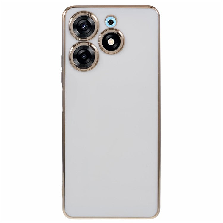 For TECNO Spark 10 Pro Case Electroplate Edge TPU Anti-Drop Phone Cover - White
