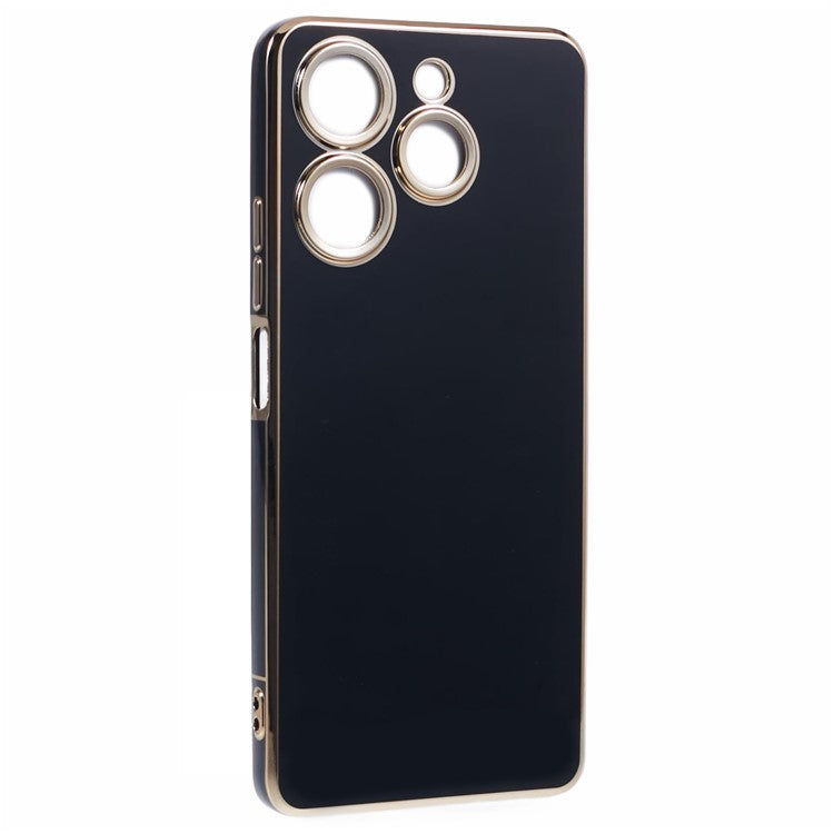 For TECNO Spark 10 Pro Case Electroplate Edge TPU Anti-Drop Phone Cover - Black