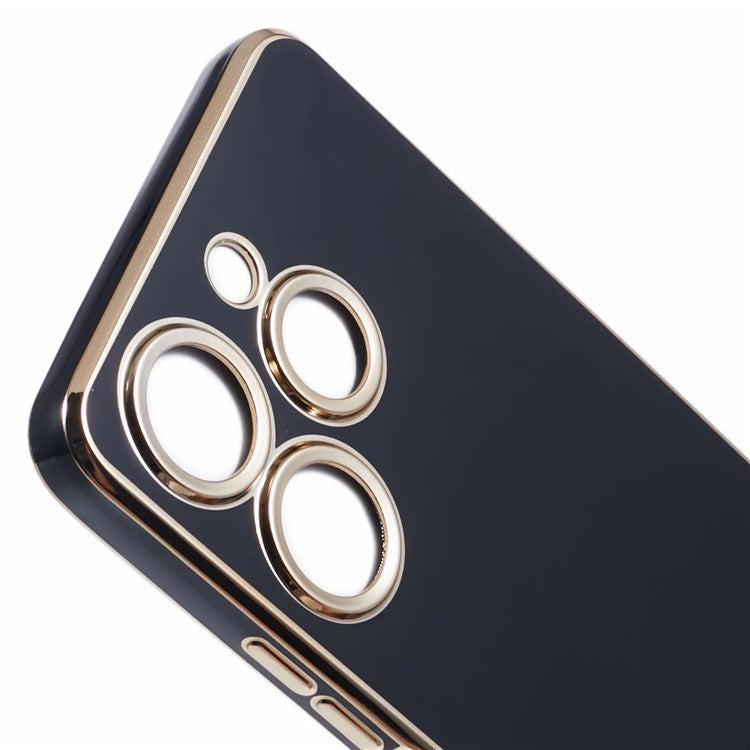 For TECNO Spark 10 Pro Case Electroplate Edge TPU Anti-Drop Phone Cover - Black