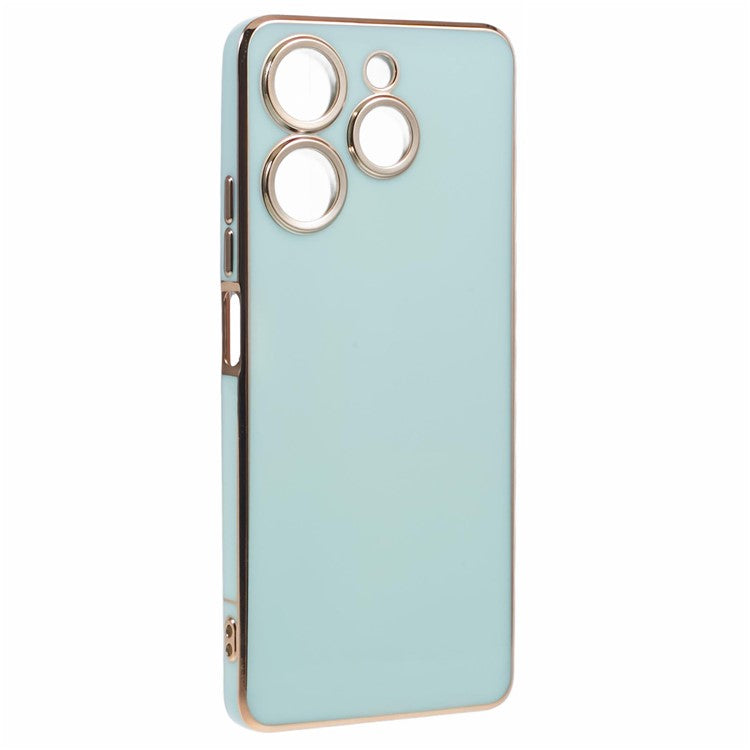 For TECNO Spark 10 Pro Case Electroplate Edge TPU Anti-Drop Phone Cover - Cyan