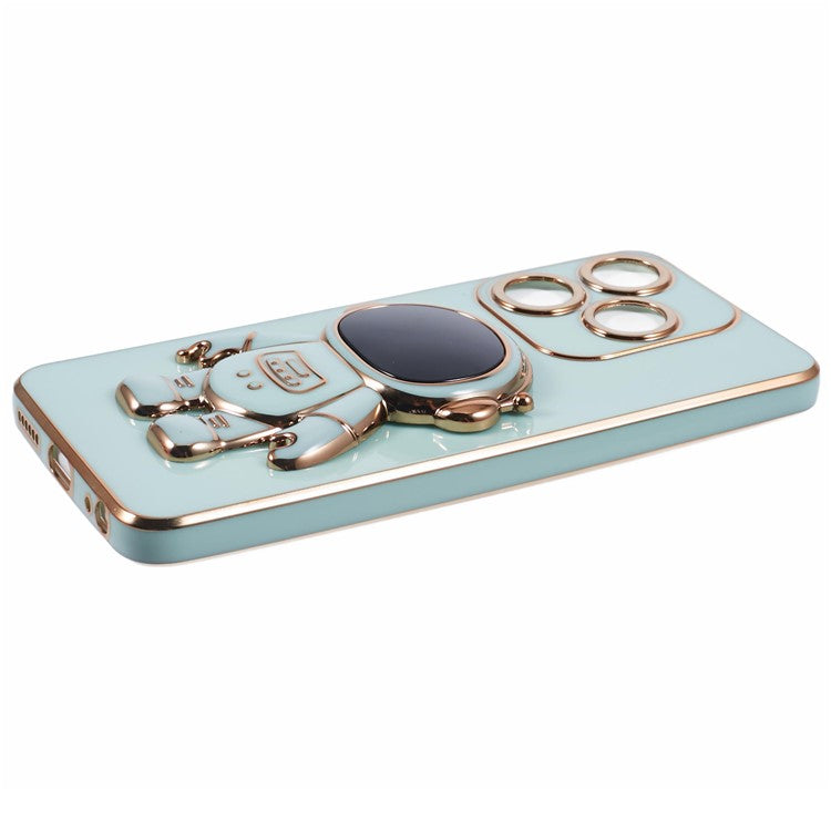 For TECNO Spark 10C 4G / Spark 10 4G Case Electroplating Edge TPU Phone Cover Astronaut Folding Bracket - Green