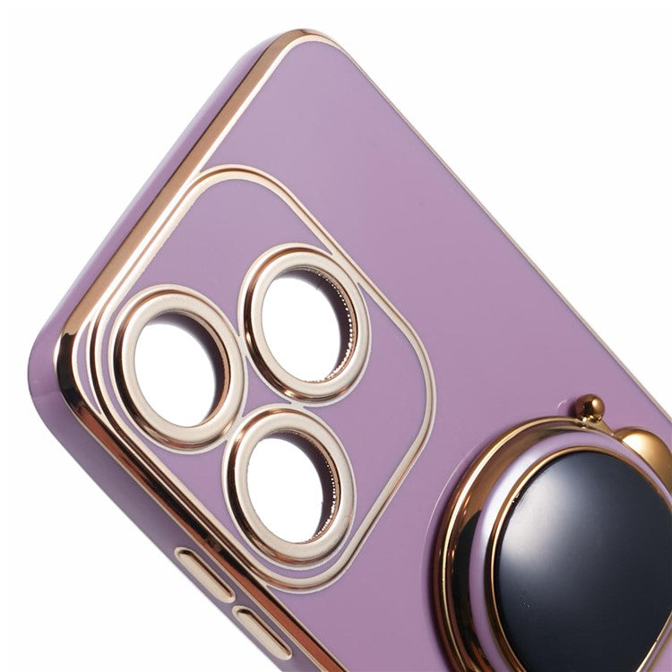 For TECNO Spark 10C 4G / Spark 10 4G Case Electroplating Edge TPU Phone Cover Astronaut Folding Bracket - Purple