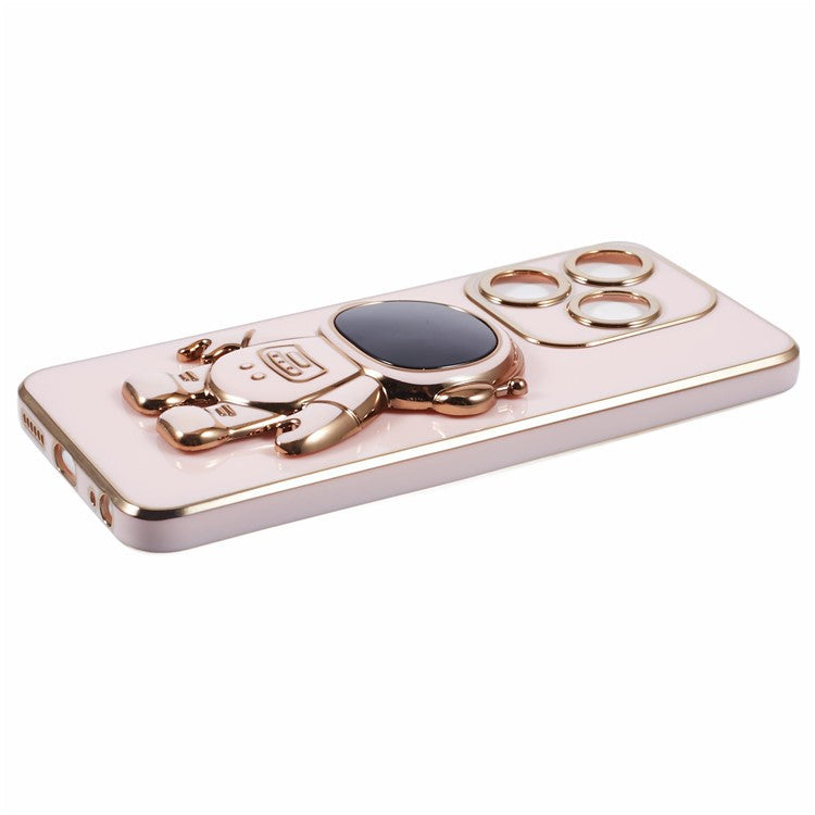 For TECNO Spark 10C 4G / Spark 10 4G Case Electroplating Edge TPU Phone Cover Astronaut Folding Bracket - Pink