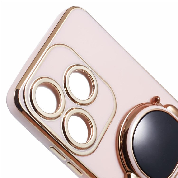 For TECNO Spark 10C 4G / Spark 10 4G Case Electroplating Edge TPU Phone Cover Astronaut Folding Bracket - Pink