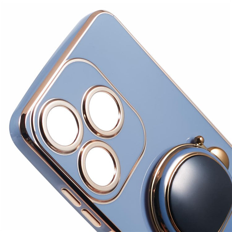 For TECNO Spark 10C 4G / Spark 10 4G Case Electroplating Edge TPU Phone Cover Astronaut Folding Bracket - Blue