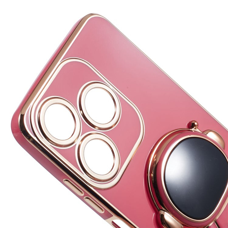 For TECNO Spark 10C 4G / Spark 10 4G Case Electroplating Edge TPU Phone Cover Astronaut Folding Bracket - Red