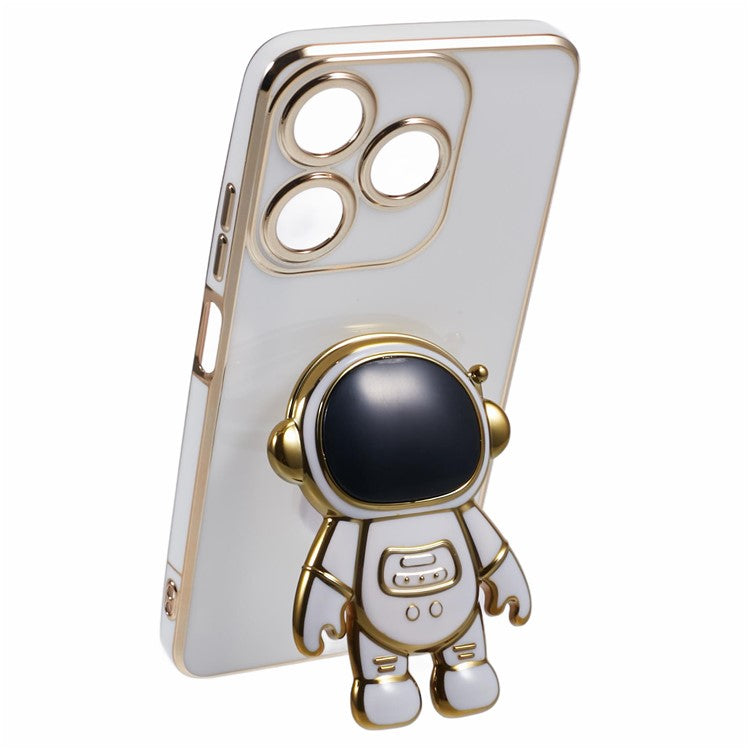 For TECNO Spark 10C 4G / Spark 10 4G Case Electroplating Edge TPU Phone Cover Astronaut Folding Bracket - White