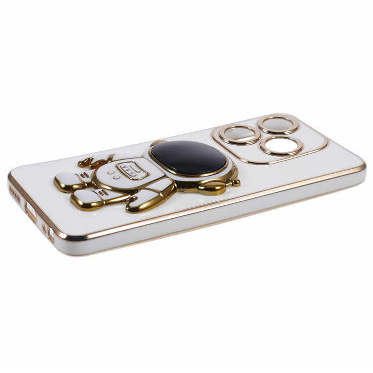 For TECNO Spark 10C 4G / Spark 10 4G Case Electroplating Edge TPU Phone Cover Astronaut Folding Bracket - White