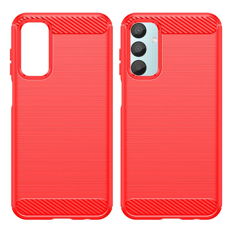 For Samsung Galaxy M15 5G / F15 5G Brushed Case Carbon Fiber Texture TPU Phone Cover - Red