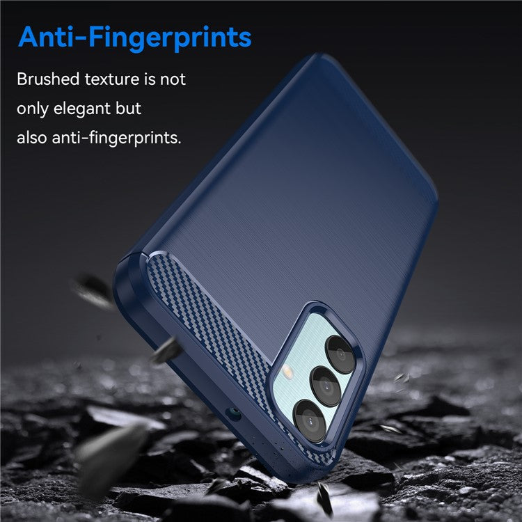 For Samsung Galaxy M15 5G / F15 5G Brushed Case Carbon Fiber Texture TPU Phone Cover - Blue