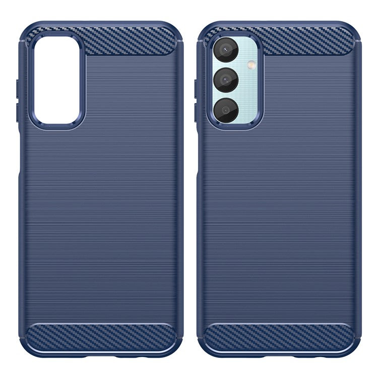 For Samsung Galaxy M15 5G / F15 5G Brushed Case Carbon Fiber Texture TPU Phone Cover - Blue
