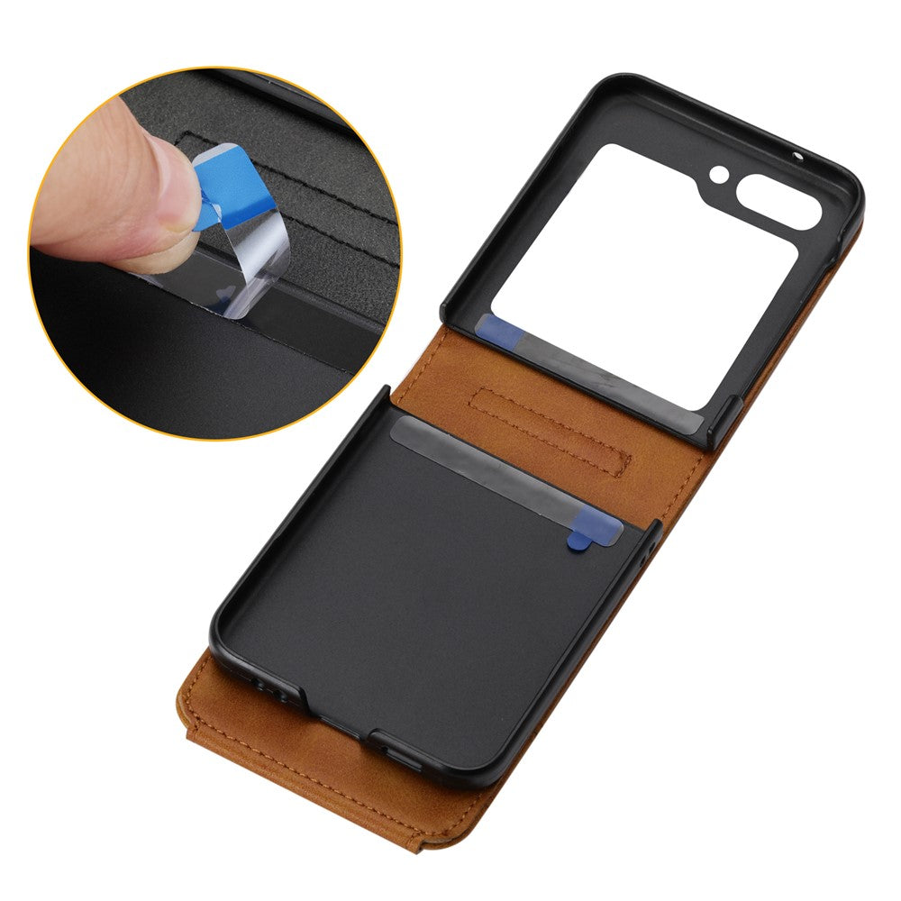 For Samsung Galaxy Z Flip7 FE 5G / Z Flip6 5G Case Calf Texture PU Leather Phone Cover with Shoulder Strap - Yellow