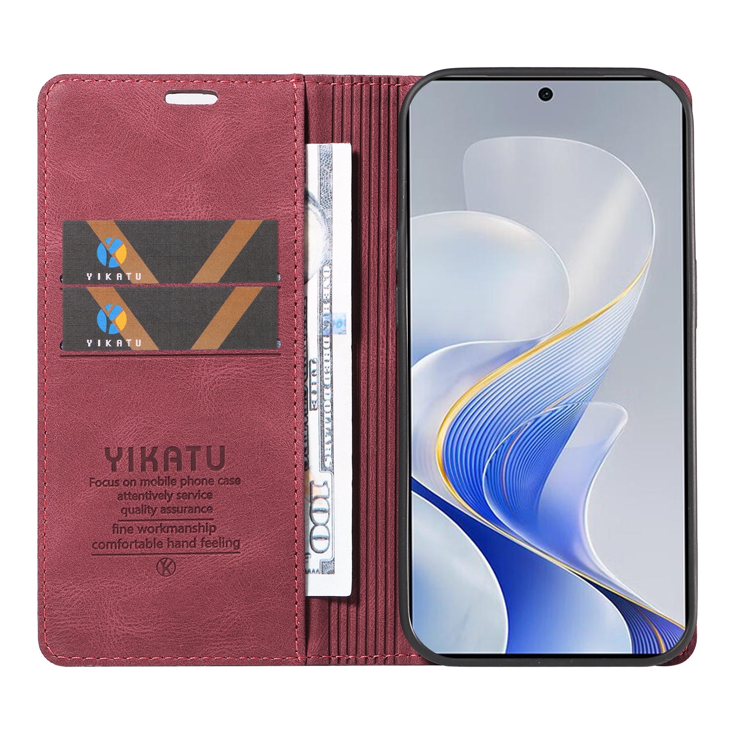 YIKATU YK-004 For vivo S19 5G / V40 5G Case Skin-Touch PU Leather Phone Cover - Wine Red