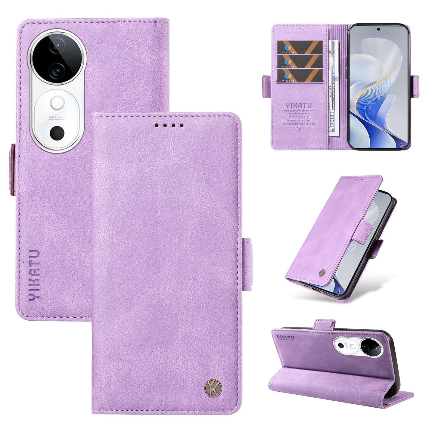 YIKATU YK-005 For vivo S19 5G / V40 5G Leather Phone Case Side Magnetic Clasps - Purple