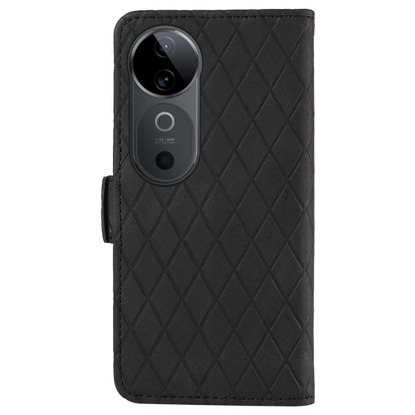 For vivo S19 5G / V40 5G Case Rhombus Splicing Leather Phone Cover - Black