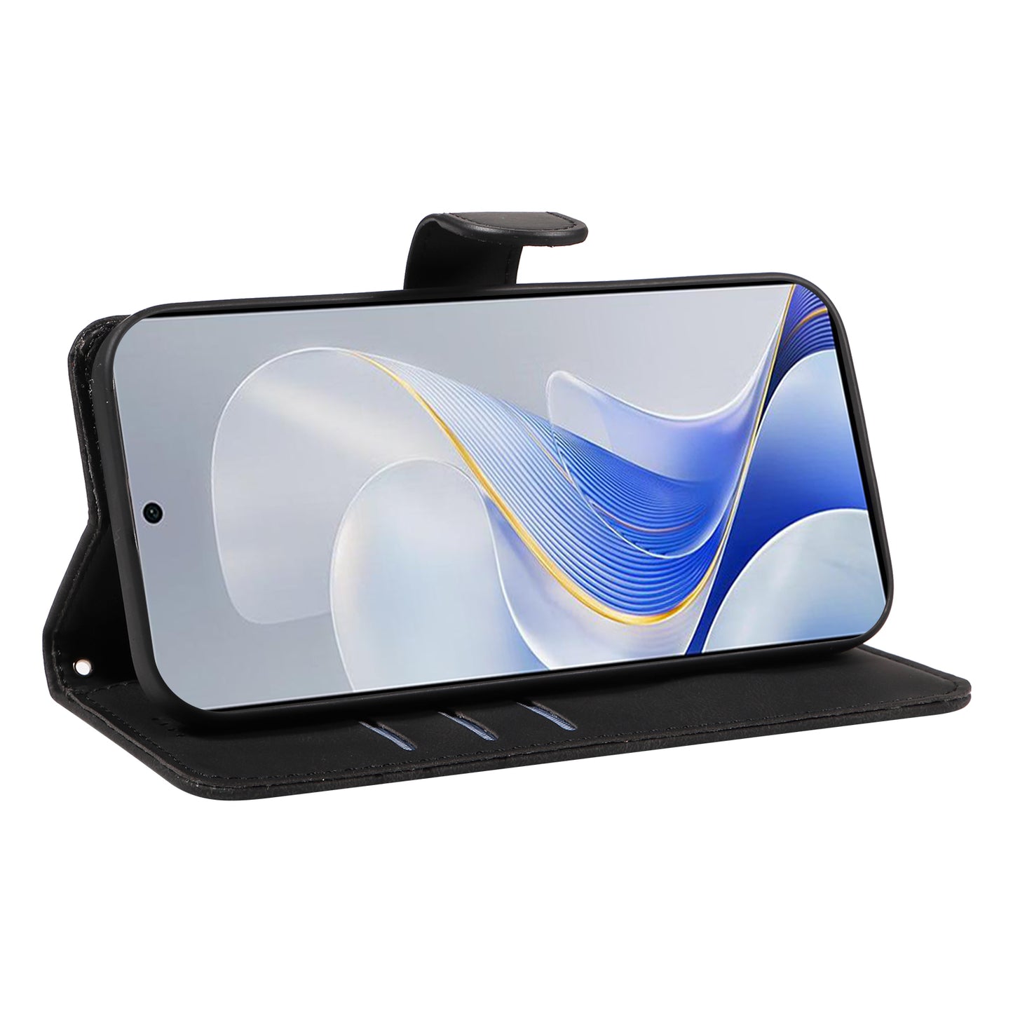 For vivo S19 5G / V40 5G Case Curved Line Imprint Leather Wallet Phone Cover - Black