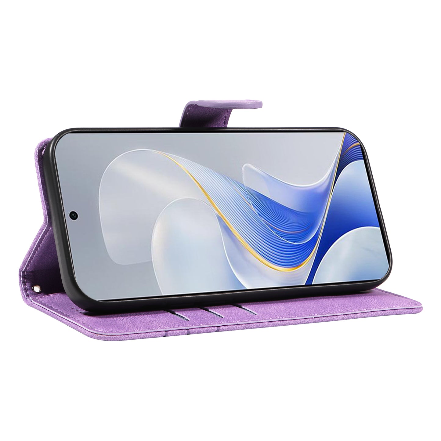 For vivo S19 5G / V40 5G Case Curved Line Imprint Leather Wallet Phone Cover - Light Purple