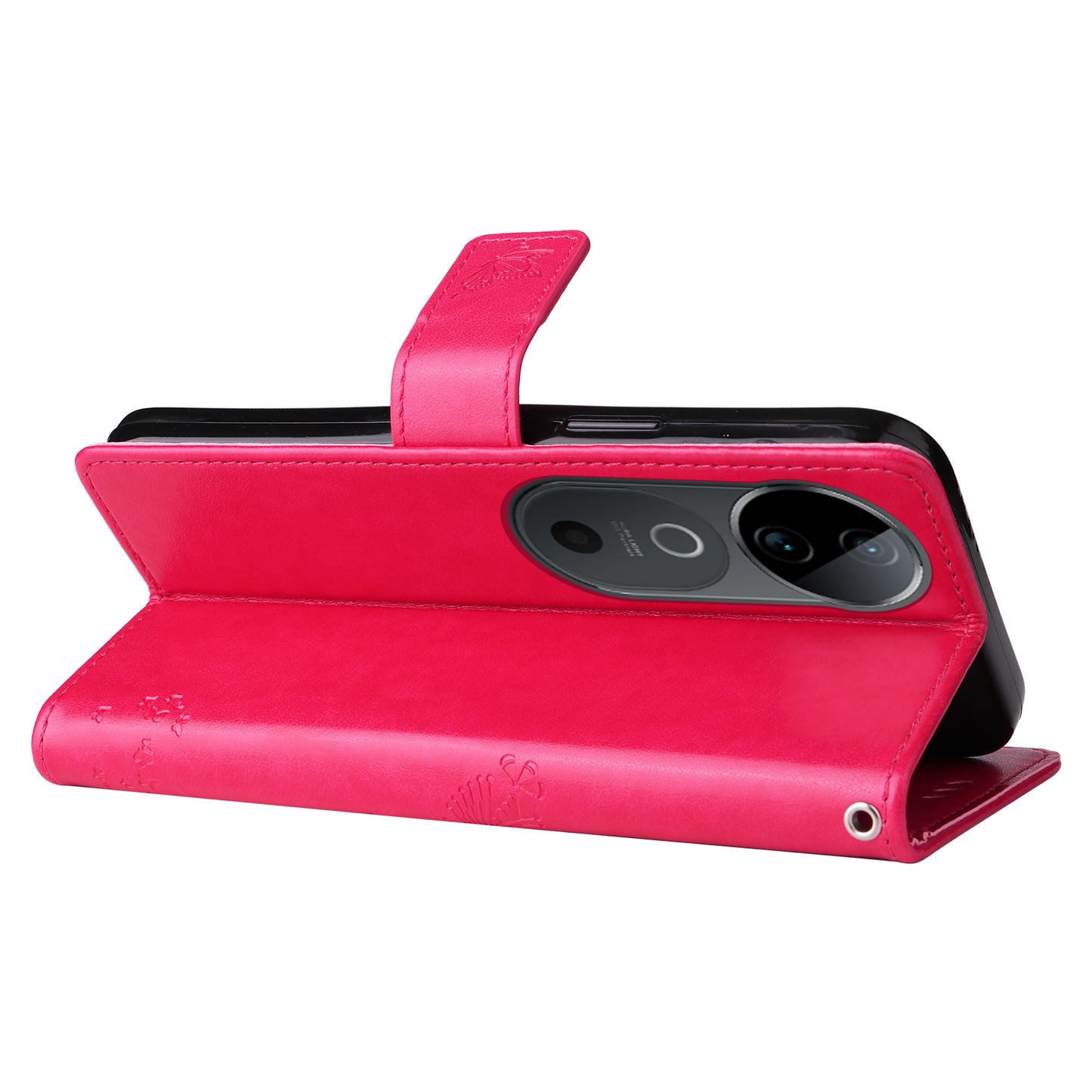 KT Imprinting Flower Series-3 For vivo S19 5G / V40 5G Leather Phone Case Cat Tree Pattern - Rose