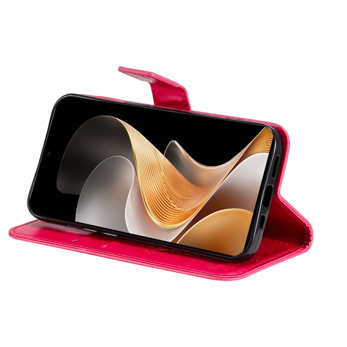 KT Imprinting Flower Series-3 For vivo S19 5G / V40 5G Leather Phone Case Cat Tree Pattern - Rose