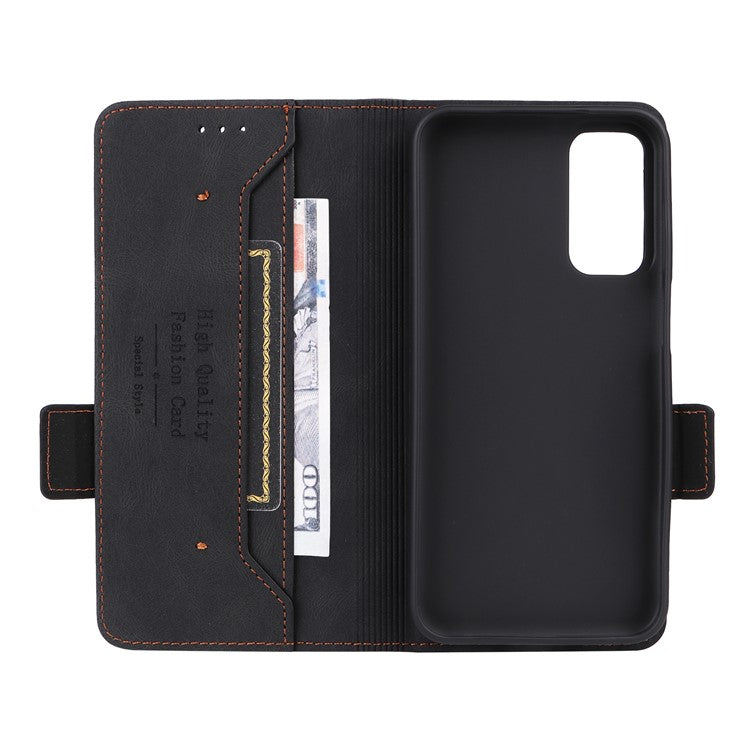 For Samsung Galaxy F15 5G / M15 5G Case Leather Wallet Phone Cover Hardware Decor - Black