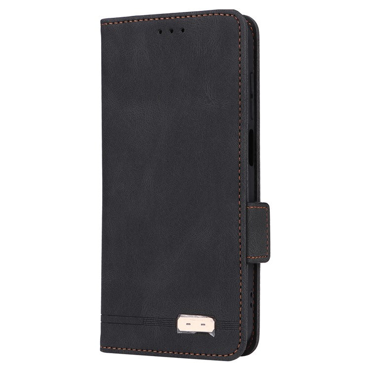 For Samsung Galaxy F15 5G / M15 5G Case Leather Wallet Phone Cover Hardware Decor - Black
